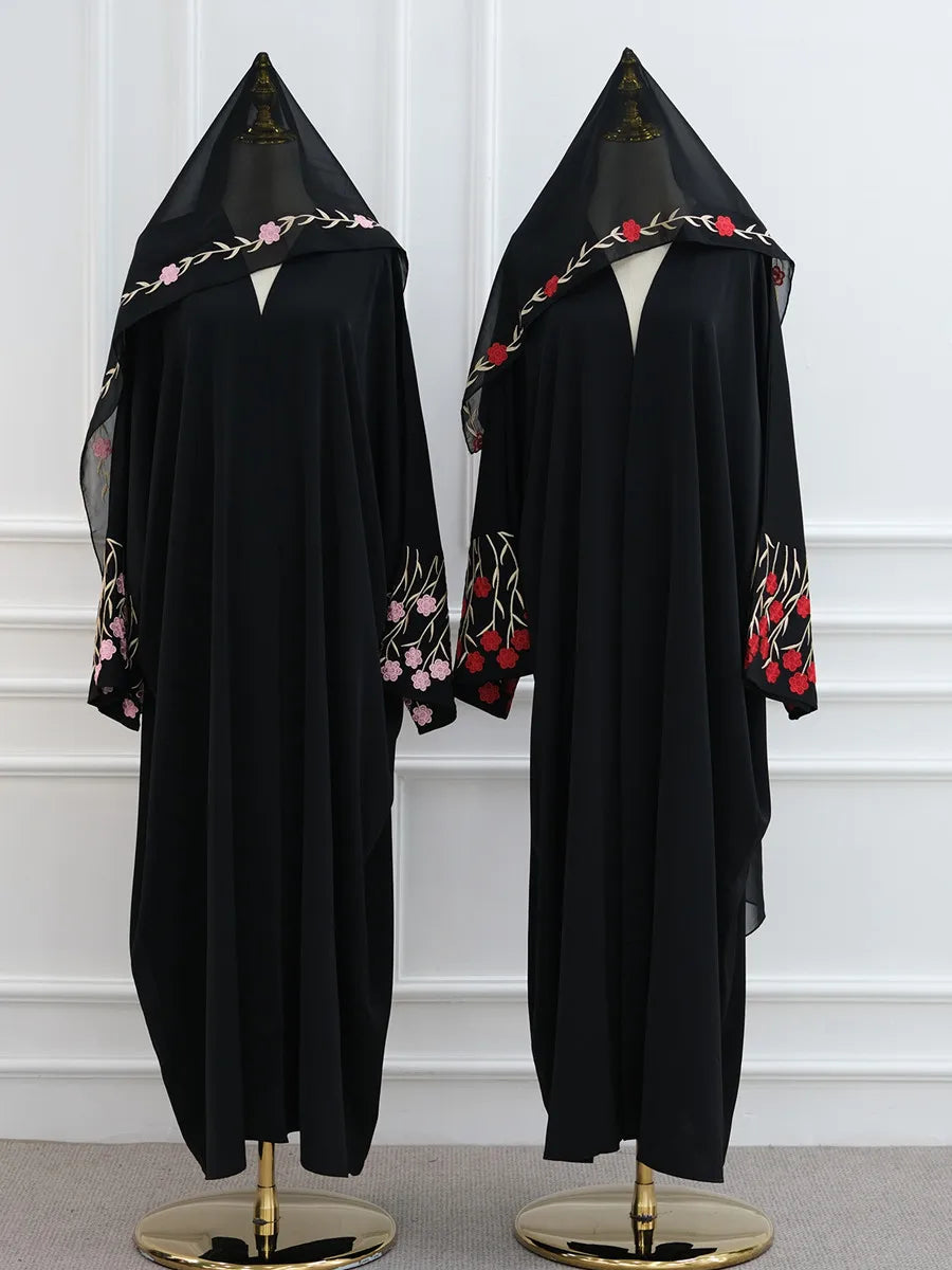 Muslim Women Dubai Abaya luxury embroidery Floral Long Dress Kaftan Flower Ramadan Robe Femme Islam African Dresses Kebaya.