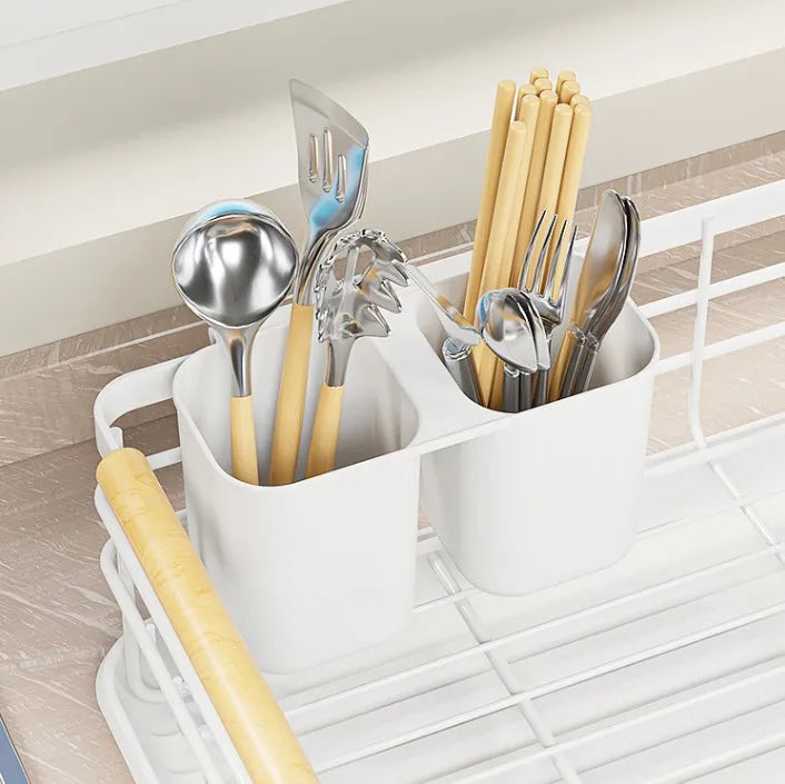 Countertop Kitchen Single-layer Plate Shelf Drain Bowl Rack Multi-functional Tableware Metal Storage Rack.