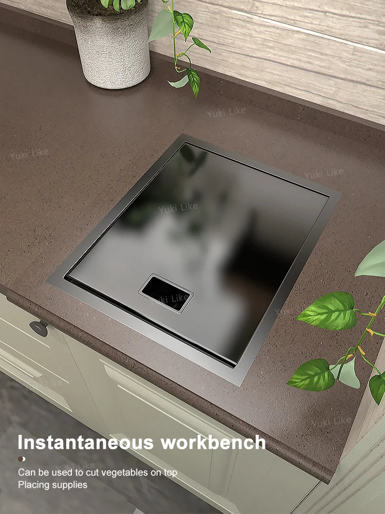 Small Hidden Sink Stainless Steel Kitchen Sink Mini Bar Single Slot Touring Car Wash Basin With Cover Plate Apartment