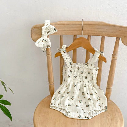 MILANCEL Baby-Bodys, Blumenmuster, Mädchen, einteilig, Säuglingskleidung, Leinen, atmungsaktive Kleidung