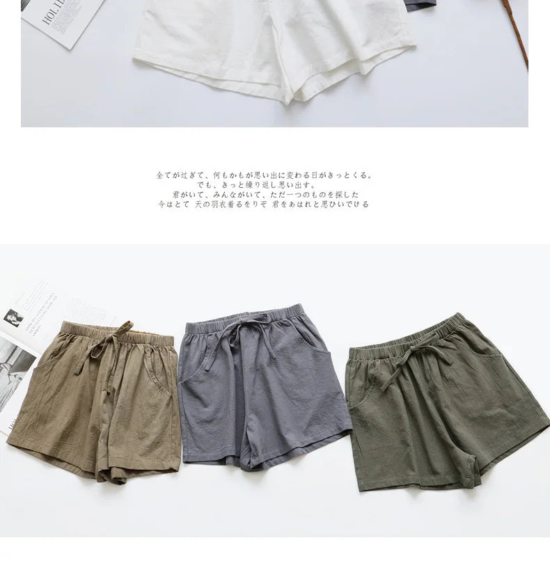 Summer Cotton Linen Shorts Women High Waist Oversize Shorts Short Pants Women Fashion Casual Sports Shorts Female S-XL.