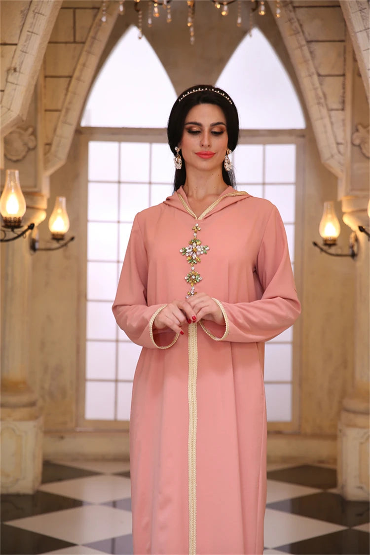 Ramadan Pink Abaya Damen Dubai Arabic Islam Prayer Clothes Muslim African Dresses For Women Kebaya Kaftan Robe Musulmane Femme.