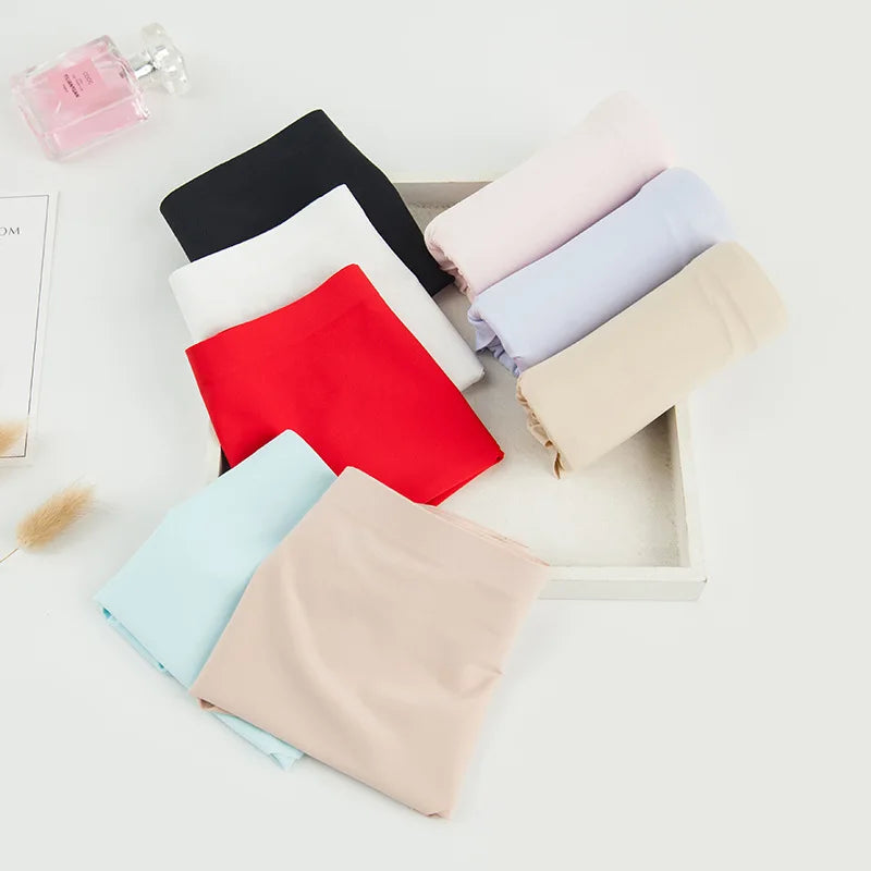 4PCS/Set Plus Size Women's Panties Solid Seamless Underwear Comfortable Breathable Ice Silk Sexy Lingerie Intimates Underpants.