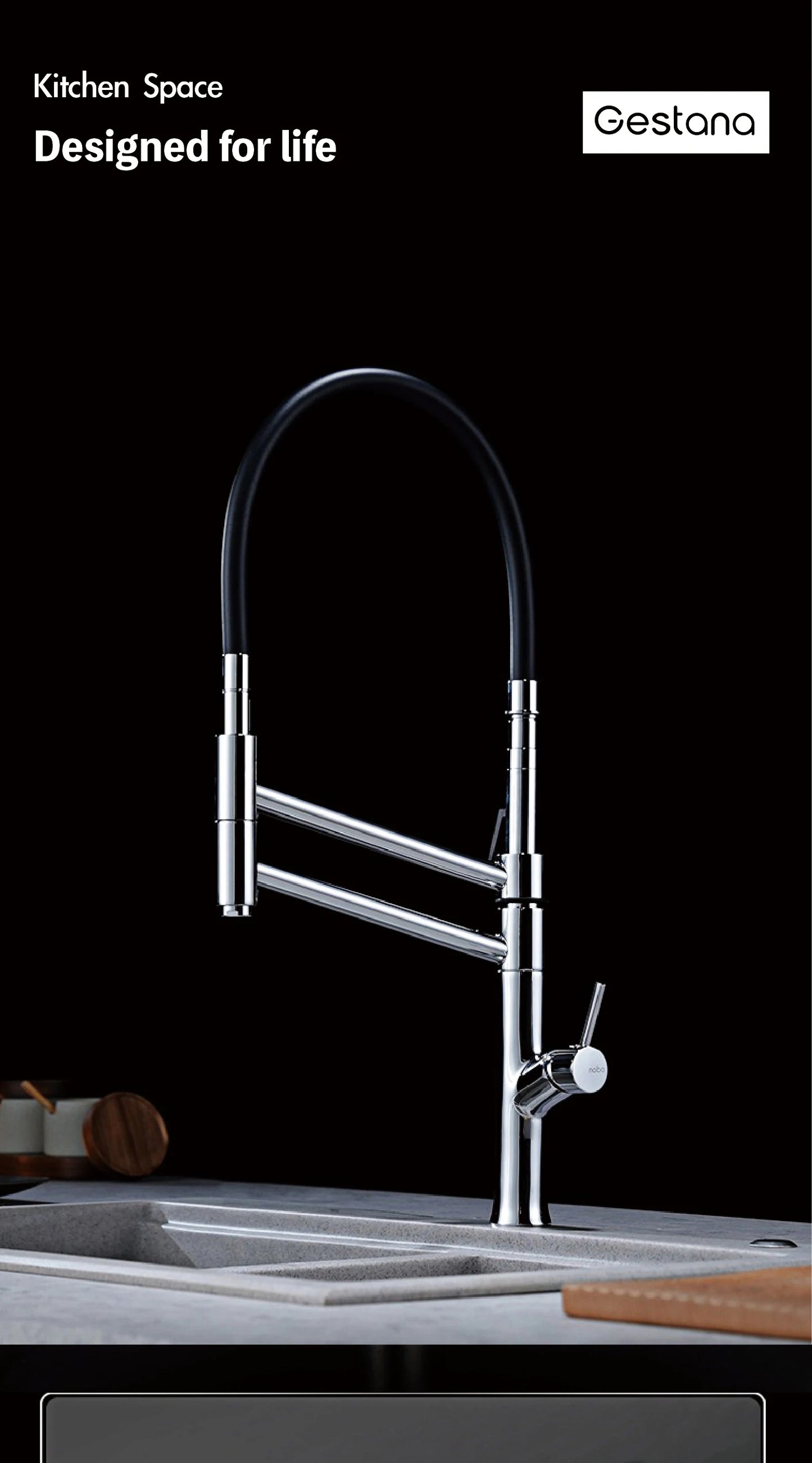 Modern Chrome Brass Pull Out Kitchen Faucet 2 Spray Modes Ceramic Valve Hot/Cold Water High Arc 360 Swivel Sink Mixer Tap