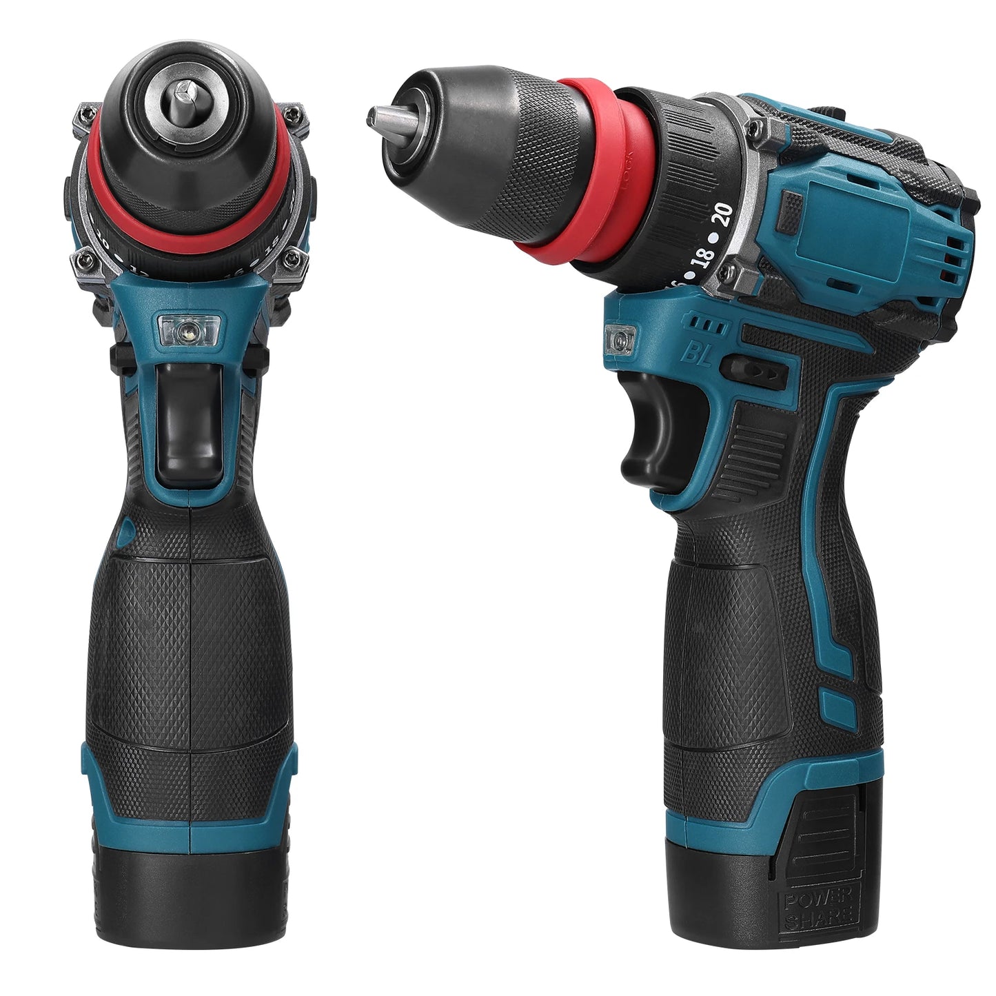 2in1 Akku-Elektroschrauber Bohrer Bürstenloser Motor 45/55 Nm Drehmoment Stufenlose Geschwindigkeitsregelung Hand-Lithium-Treiber-Bohrmaschine