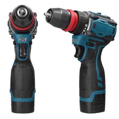 2in1 Akku-Elektroschrauber Bohrer Bürstenloser Motor 45/55 Nm Drehmoment Stufenlose Geschwindigkeitsregelung Hand-Lithium-Treiber-Bohrmaschine