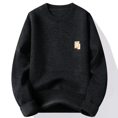 New Mens Fleece Sweater Thickened Pullover Fleece Lined Autumn Winter Crew Neck Jumpers Fashion Knitwear.