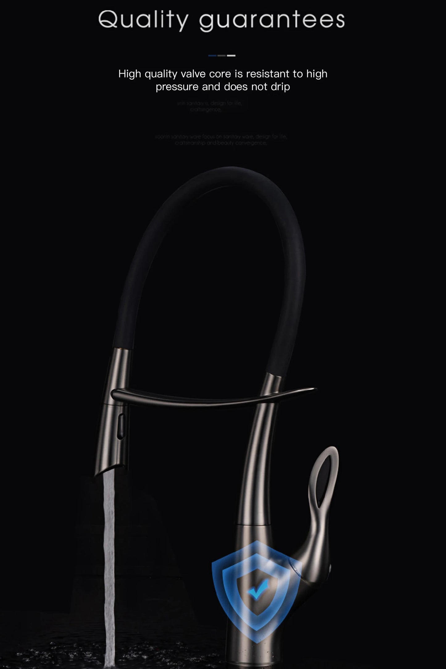 Moderner Luxus-Küchenarmatur aus schwarzem Messing, ausziehbares magnetisches Saugdesign, Einhebelmischer für heißes und kaltes Wasser mit 2 Funktionen