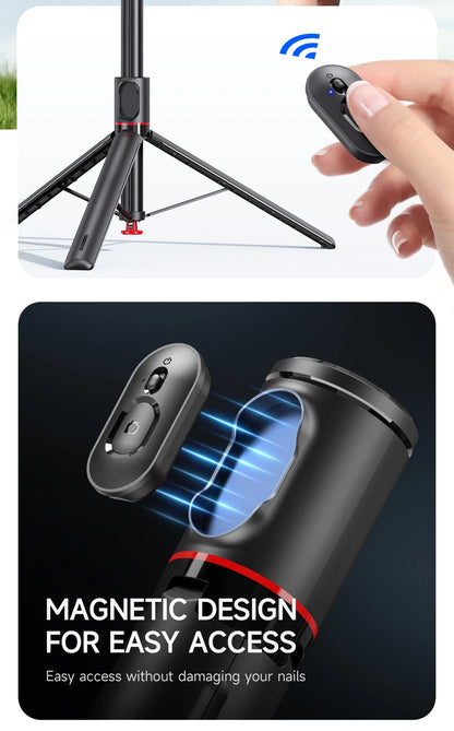TT01 1770mm All-in-one Auto Pop Open Tripod Bluetooth Remote Tripod Bounce Selfie Stick Phone Holder for Vlog/Video.
