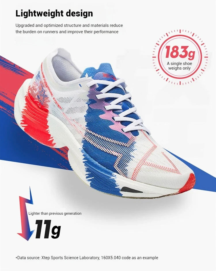 Xtep 160X 5.0 Running Shoes  Professional Marathon PB Carbon Plate Sport Shoe Non-Slip Wear-Resistant Sneakers 977119110004.