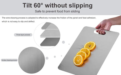 Titanium Cutting Boards for Kitchen Stainless Board 304 Steel Thickened Double Sided Food Grade Portable Fruit Meat Chopping.