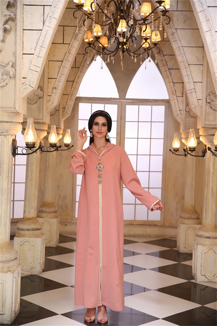 Ramadan Pink Abaya Damen Dubai Arabic Islam Prayer Clothes Muslim African Dresses For Women Kebaya Kaftan Robe Musulmane Femme.