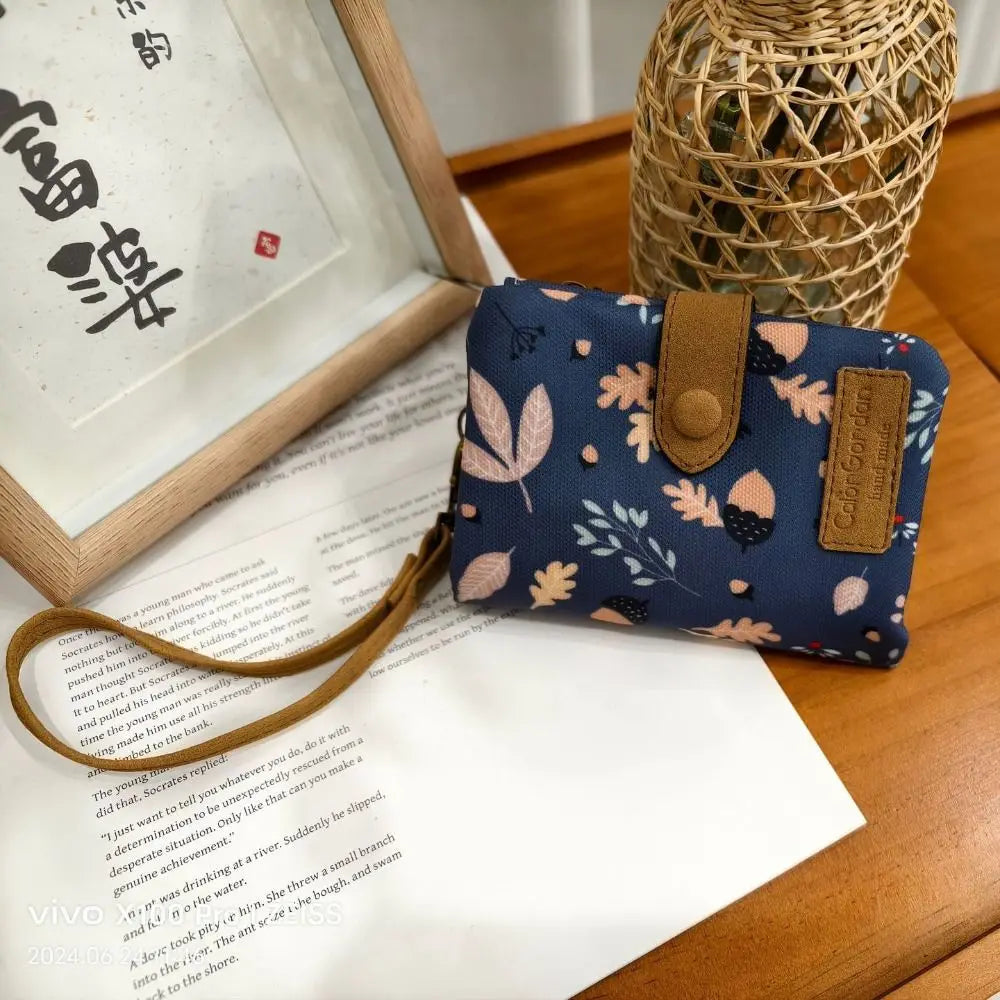 Women Cute Zipper Hasp Short Wallet PU Leather-Capacity Coin Purse Money Bag Frosted Printing ID Card Holder Girl Cute Clutch.