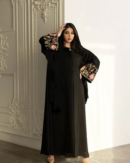 Eid Frauen Muslimischen Abaya Kleid Stickerei Strickjacke Kaftan Party Jalabiya Ramadan Lange Abayas Vestidos Largos Arabischen Lange Robe.