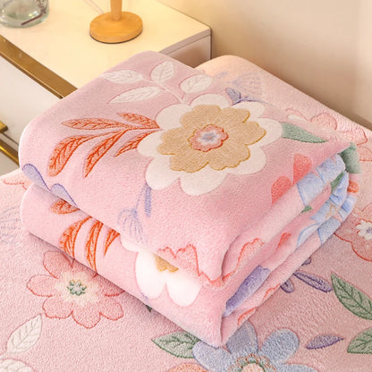 Bonenjoy 1pc Blanket Floral Style Bedspread Fleece Blanket Plaid Travel Shawl Sofa Nap Blankets Home Bedsheet manta