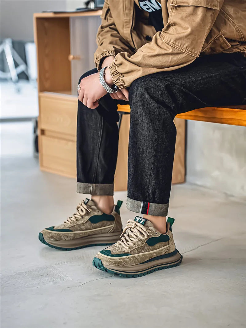 Thick Sole Men Chunky Sneakers Outdoor Wear-resistant Male Trends 2025 New Mens Casual Shoes Fashion Comfort Anti Slip Vulcanize.