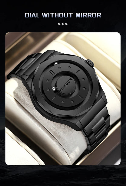 FOXBOX Creative Scrolling Pointer Magnetic Force Men's Quartz Wristwatches Outdoor Sports Waterproof Watch Men Relogio Masculino.