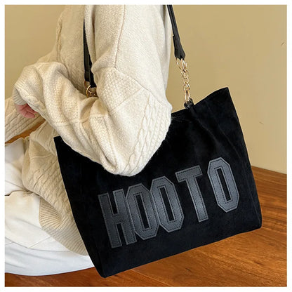 Solid Color Shoulder Bag, Trendy Letters Tote Bag, Canvas Campus Handbag for Women, Office,College,Work,Travel Hand Bags Bolsa.