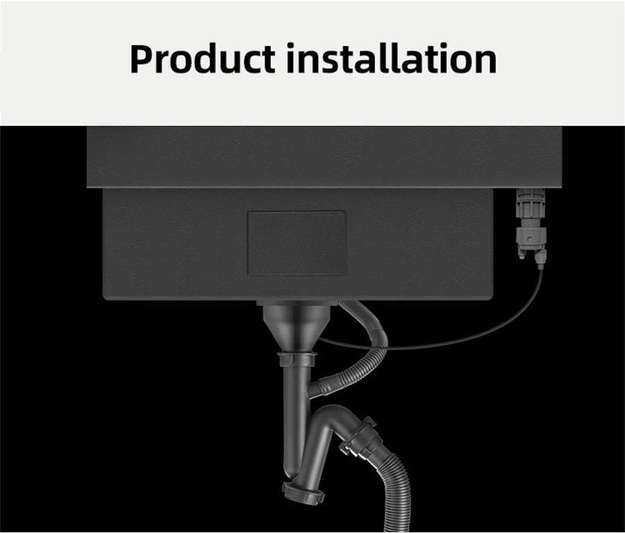 Nanometer Black Hidden kitchen Sink SUS 304 Stainless Steel 4mm Thickness Flip Cover Hidden Handmade kitchen Sinks