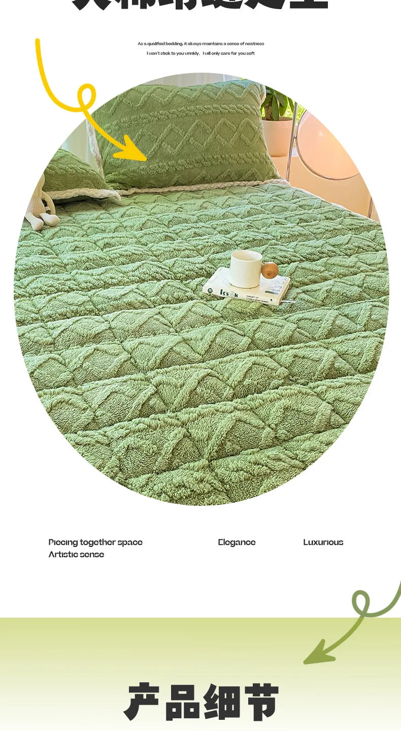 Winter Taft Velvet Mattress Topper Pad Fleece Bedspread Fold Non-slip Thin Tatami Mat Student Dormitory Bed Sheet Mattress Cover.