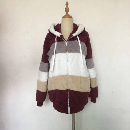 Übergroße Jacke für Frauen 2023 Neue Herbst Winter Warme Plüsch Tasche Mit Kapuze Streetwear Lose Dame Oberbekleidung Mantel Roupas Feminina