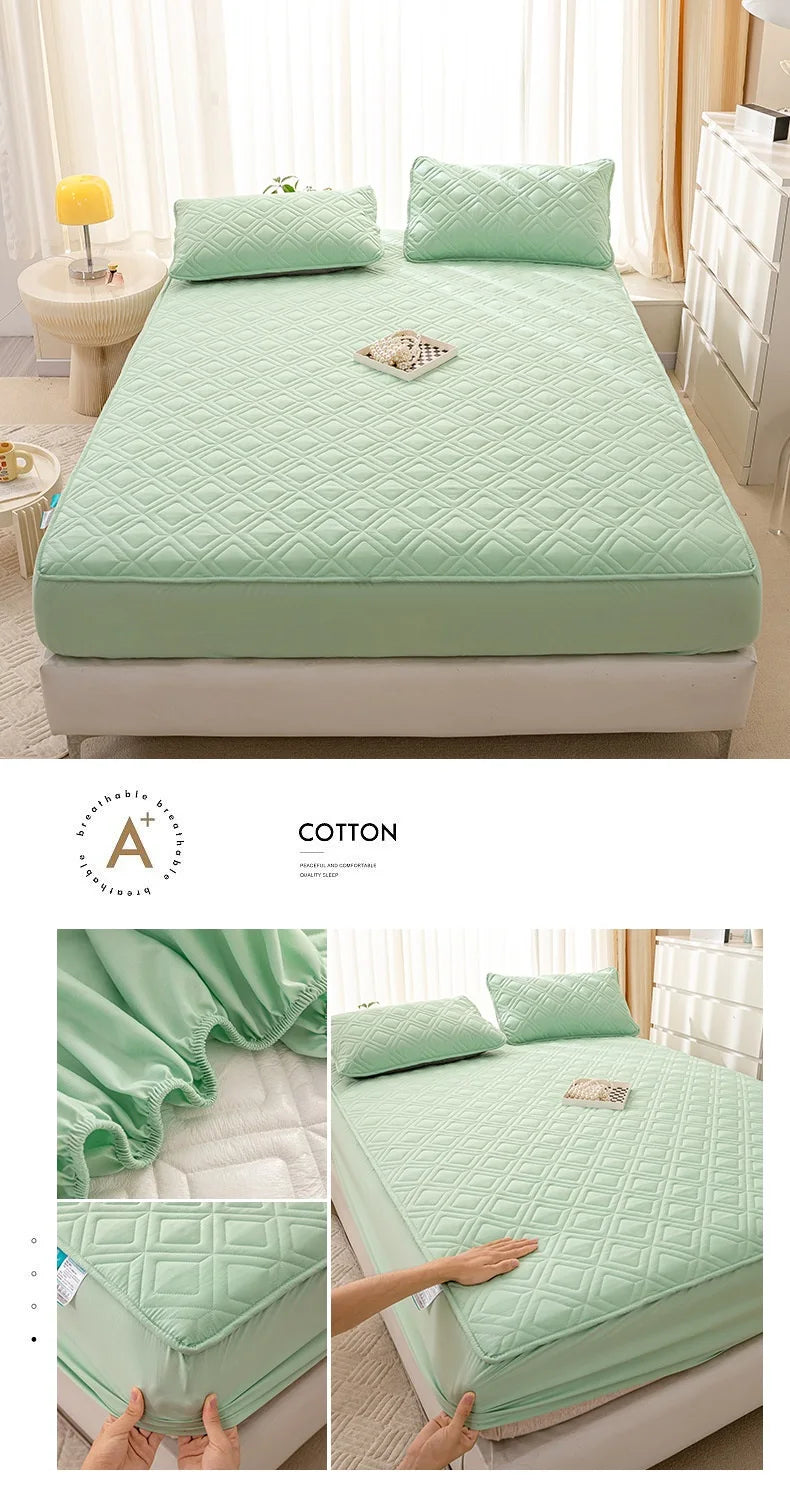 Waterproof Mattress Cover Cartoon Style Bed Covers Quilted Fitted Sheet постельное белье Thickened Bedspread(No Pillowcase).