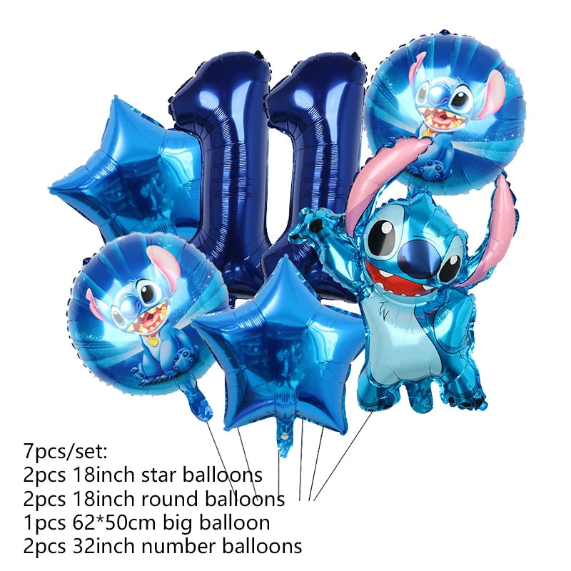 Disney Stich Geburtstag Dekorationen Einweg Geschirr Teller Serviette Stroh Tischdecke Folie Ballon Party Liefert Kinder Geschenke