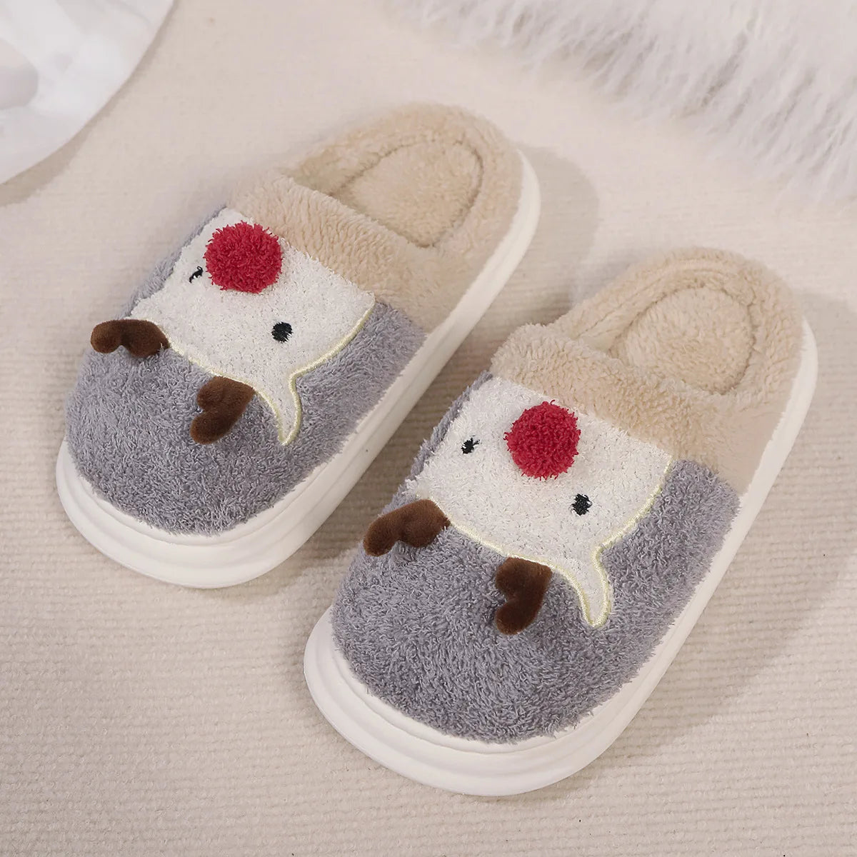 Smile PoP Cute Women Slippers Indoor Fuzzy Women House Slippers Classic Cartoon Casual Home Shoes Warm Bedroom  Animals Shoes