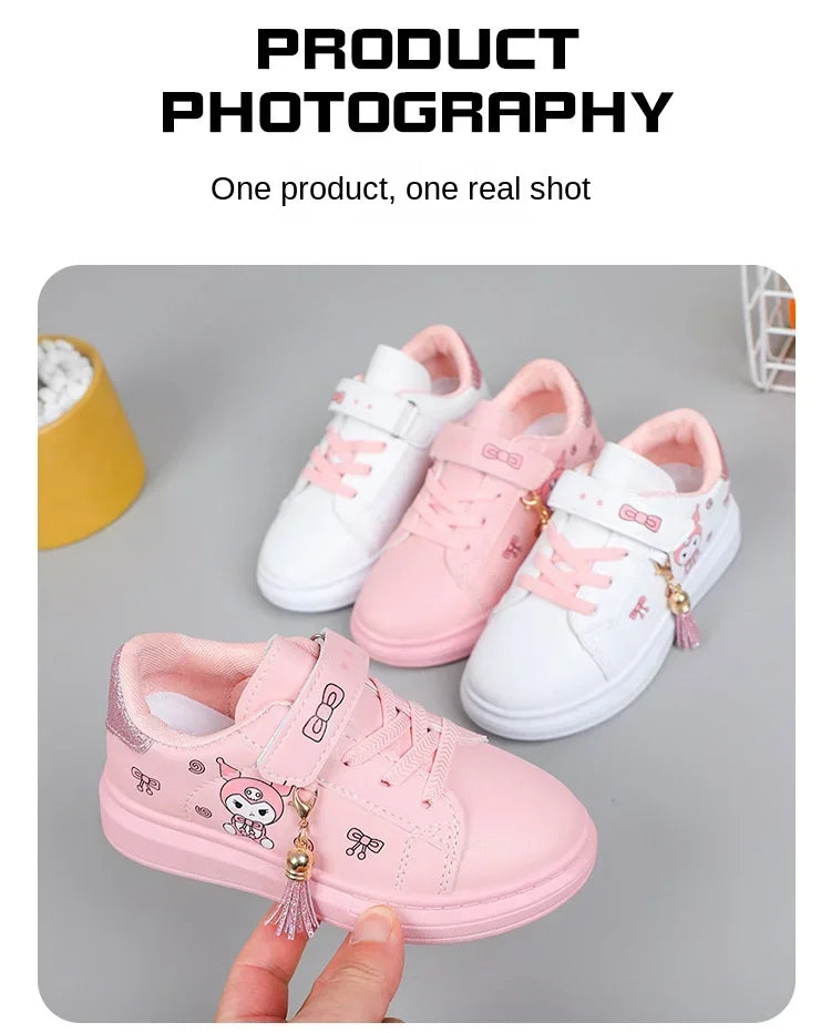2025 Children's Little White Shoes Girls' Student Flat Bottom Casual Sports Shoes Low Top Spring Korean Plate Shoes.
