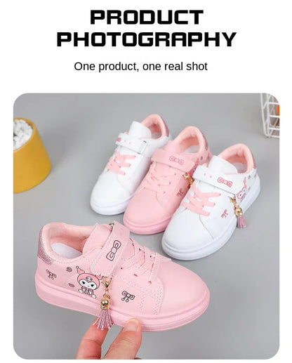 2025 Children's Little White Shoes Girls' Student Flat Bottom Casual Sports Shoes Low Top Spring Korean Plate Shoes.