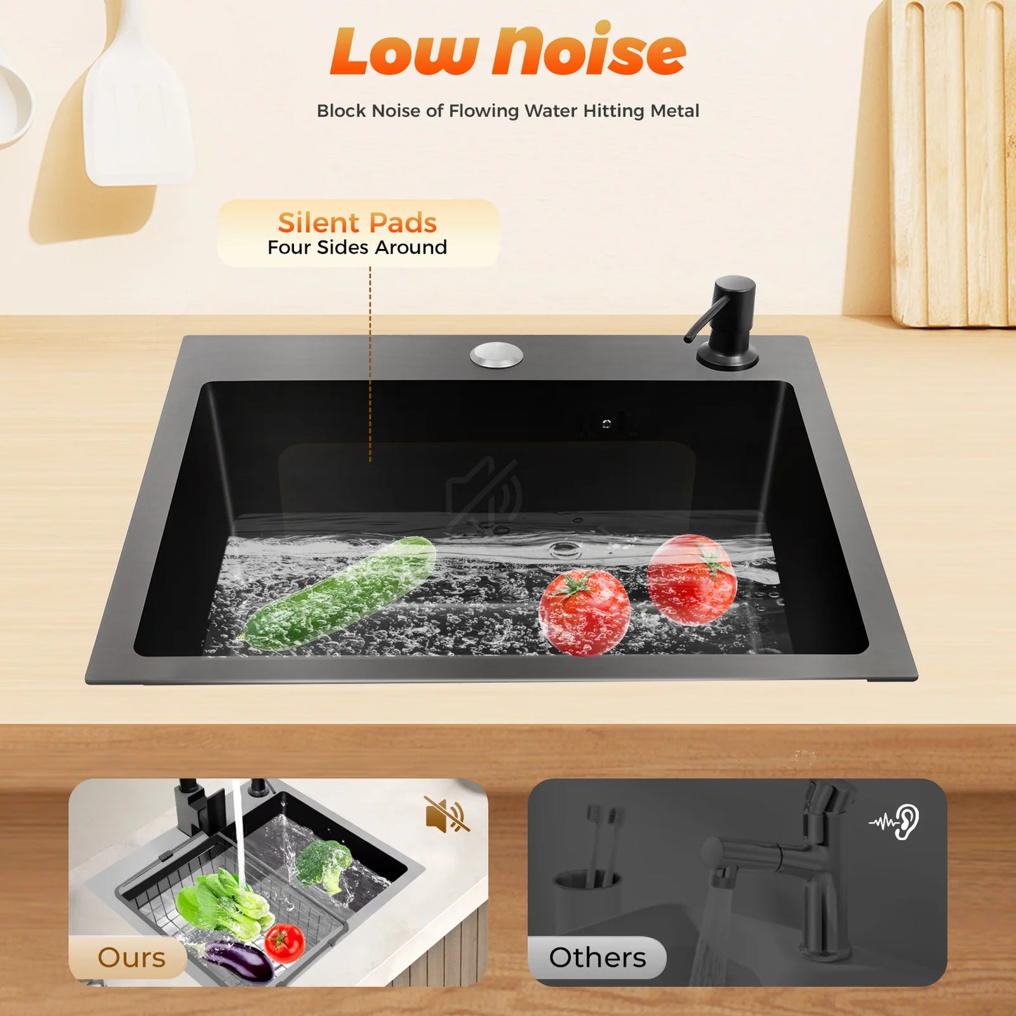 [Edelstahlspüle] Moderne Küchenspüle aus Edelstahl – Edelstahl – für die Küche – langlebig, elegant