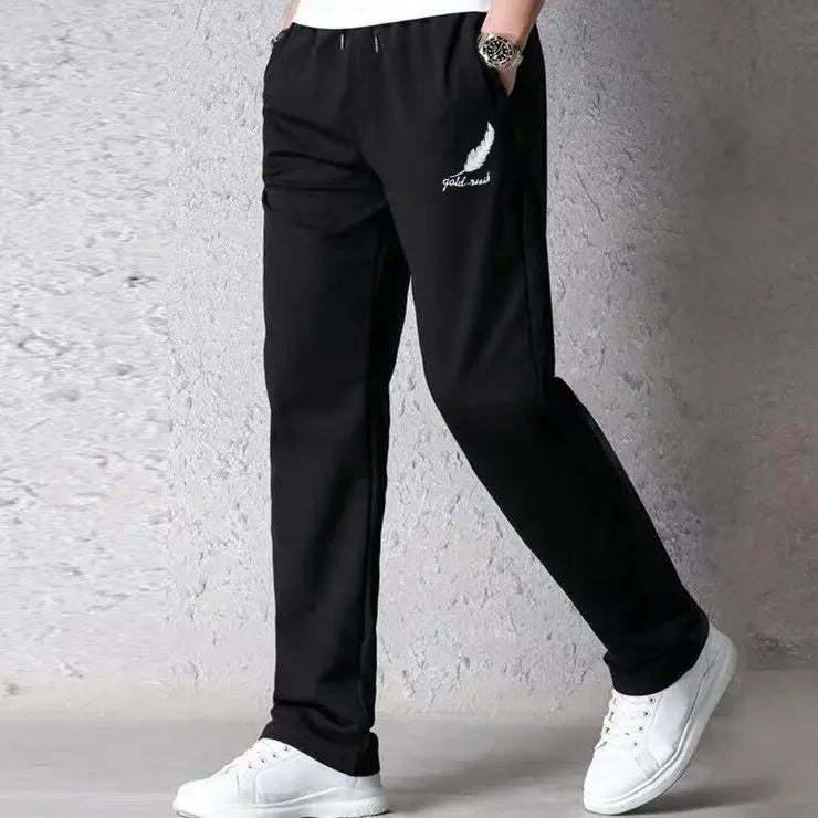 Autumn Winter Fashion Harajuku All Match Trousers Men Loose Straight Leg Sports Pants Plus Velvet Casual Men's Pants Sweatpants.