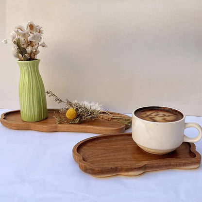 Japanese Style Wooden Tea Coffee Tray Fruit Dessert Candy Plate Wood Decorative Bread Snack Cake Food Dish Trays Tableware.