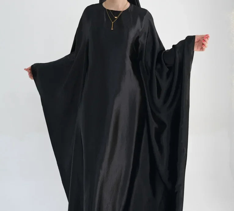 Batwing Butterfly Satin Abaya Dubai Luxury Muslim Kaftan Maxi Dress Abayas For Women Kebaya Robe Caftan Marocain Femme Vestidos