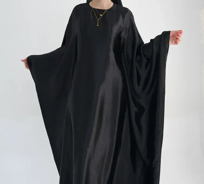 Batwing Butterfly Satin Abaya Dubai Luxury Muslim Kaftan Maxi Dress Abayas For Women Kebaya Robe Caftan Marocain Femme Vestidos