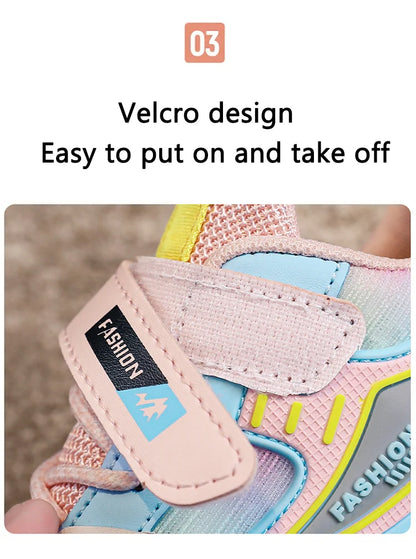 Fashion Children Shoes Girls Sneakers School Sports Summer Mesh Breathable For Kids Tennis Casual Shoes.