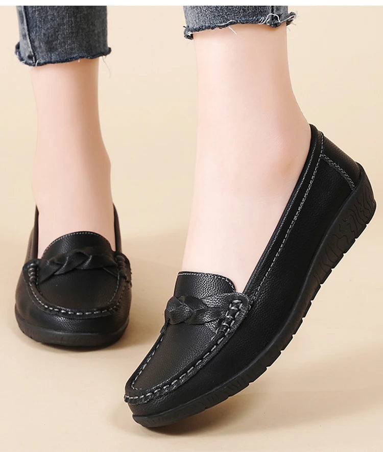 Women Shoes Soft Leather Women's Loafer 2025 New Flats Slip On Casual Shoes Flat Shoes Women White Footwear Zapatos De Mujer.