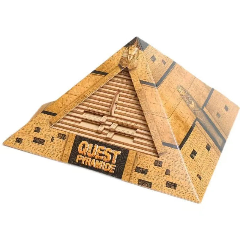 Unique Gifts Wooden Pyramid Puzzle Box With Hidden Compartment Brain Teaser For Adults Kids IQ Challenge Mind Games.