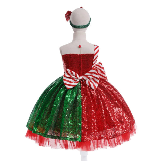 2024 Neujahr Mädchen Weihnachts kleid Kinder Cartoon Schneeflocke Druck Kleid Baby Winter Schneemann Urlaub Mädchen Kinder Kleidung