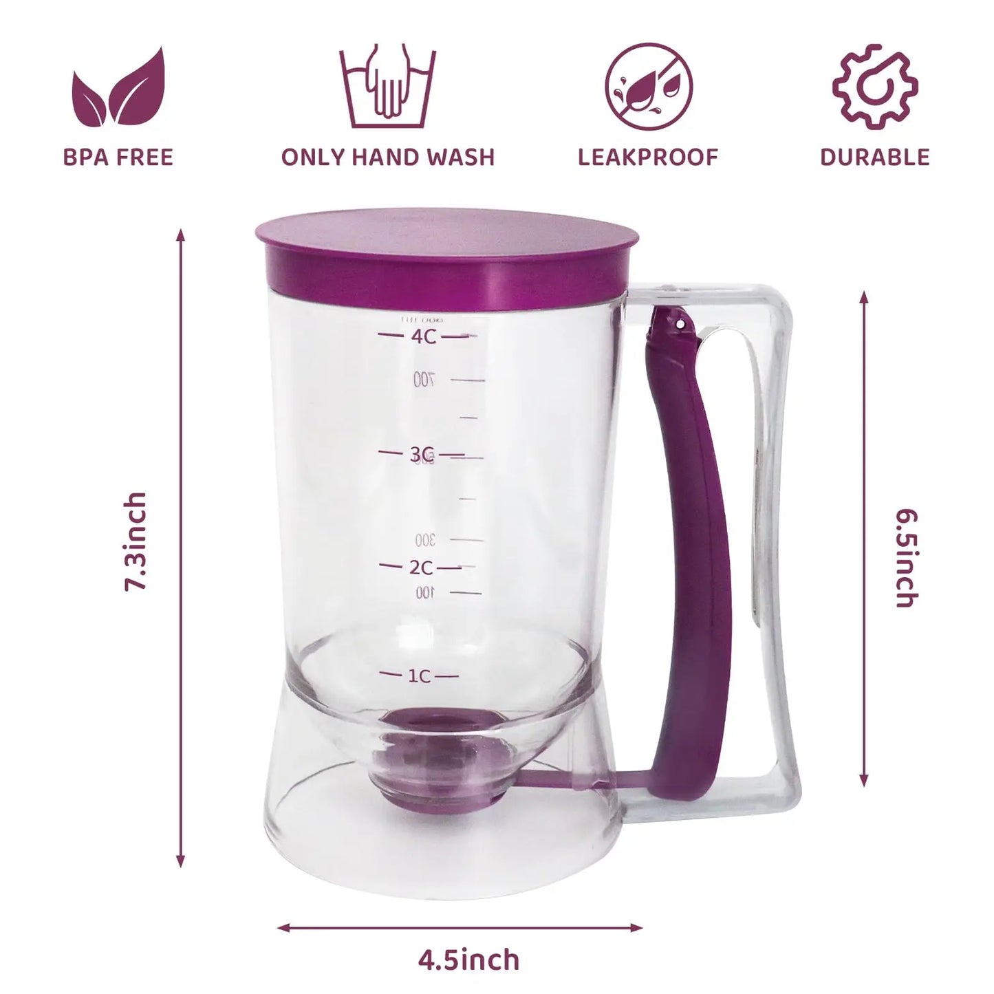 Hand-Held Batter Dispenser For Cupcakes Easy-To-Use Batter Dispenser And Butter Separator With Measuring Labels Kitchen.