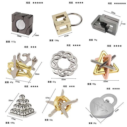 Alloy Metal Unlocking Toys Brain Teaser Metal Puzzle Toys Children Adult Funny Gift IQ Challenge Game.