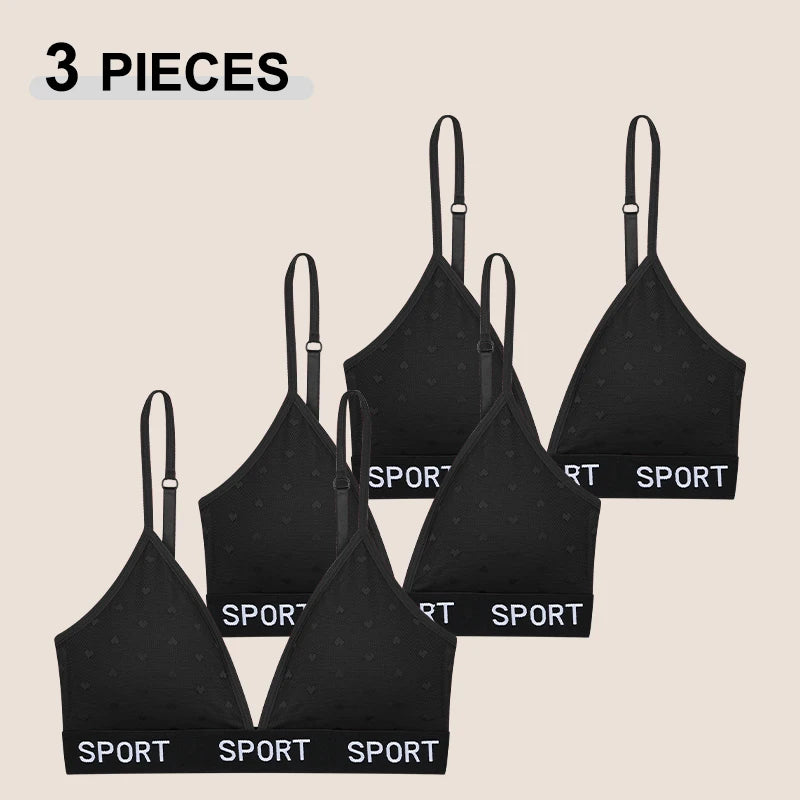 3Pcs/Set Women's Sexy Lace Bras Seamless Letter Deep V Adjusted-Straps Underwear Fashion Cozy Breathable Intimate Lingerie 2025