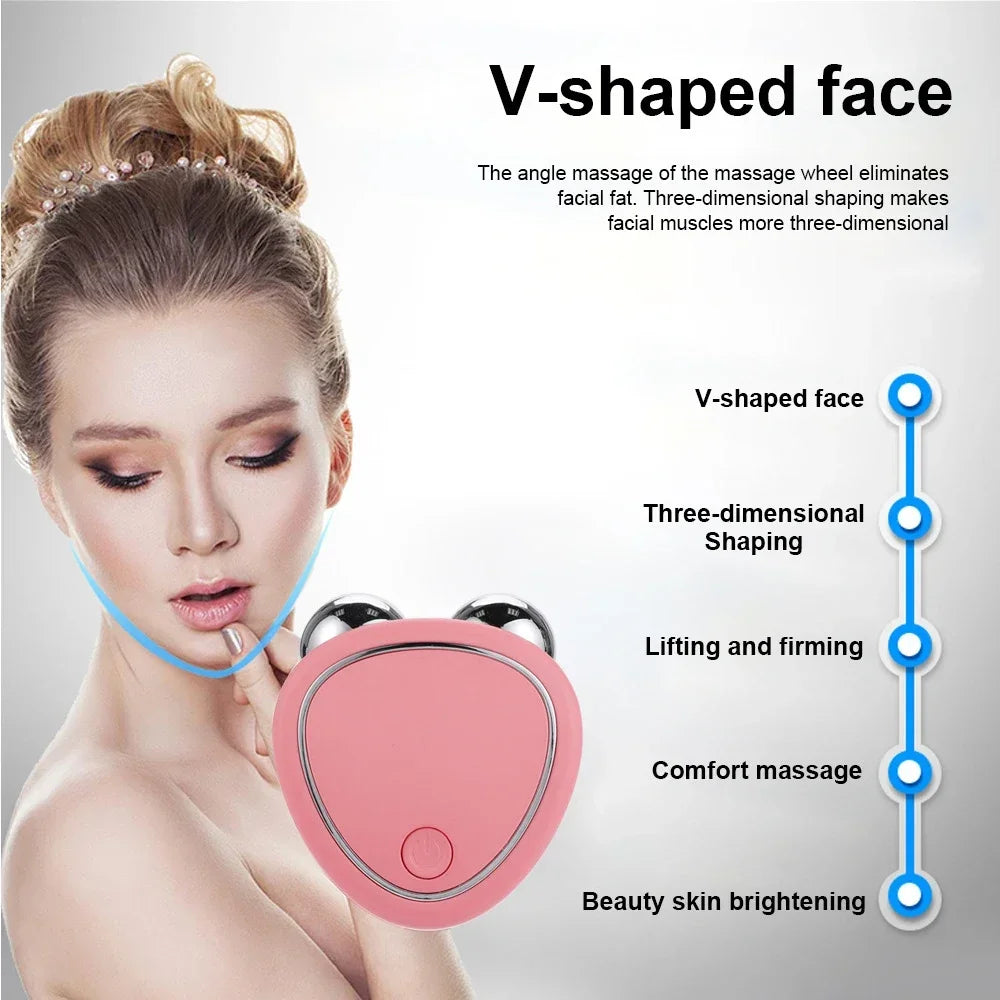 Electric Facial Lifting Roller EMS Massager with Gel Face Microcurrent Skin Tightening Rejuvenation Face Massage Beauty Care.