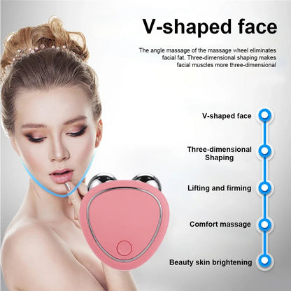 Electric Facial Lifting Roller EMS Massager with Gel Face Microcurrent Skin Tightening Rejuvenation Face Massage Beauty Care.