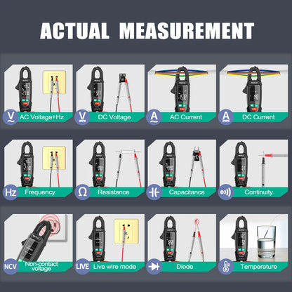 MASTFUYI AC-Stromzangenmessgerät, digital, 10.000 Zählungen, Multimeter, Amperemeter, Spannungsprüfer, Autoverstärker, Hz, Kapazität, NCV, Ohm-Werkzeug