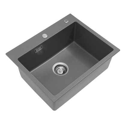 Küchenspüle aus Quarzstein, 21,65 x 17,7 Zoll tiefes Waschbecken mit großem Fassungsvermögen, starker Tragfähigkeit und effiziente Entwässerung für den Alltag