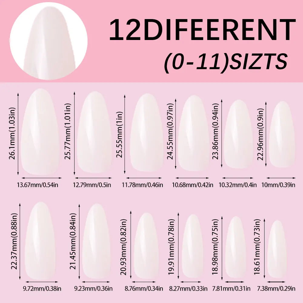 120Pcs Glossy White Almond Press on Nails Medium Full Cover False Nail Tips for Women Elegant Nail Art Extension Fake Fingertip.