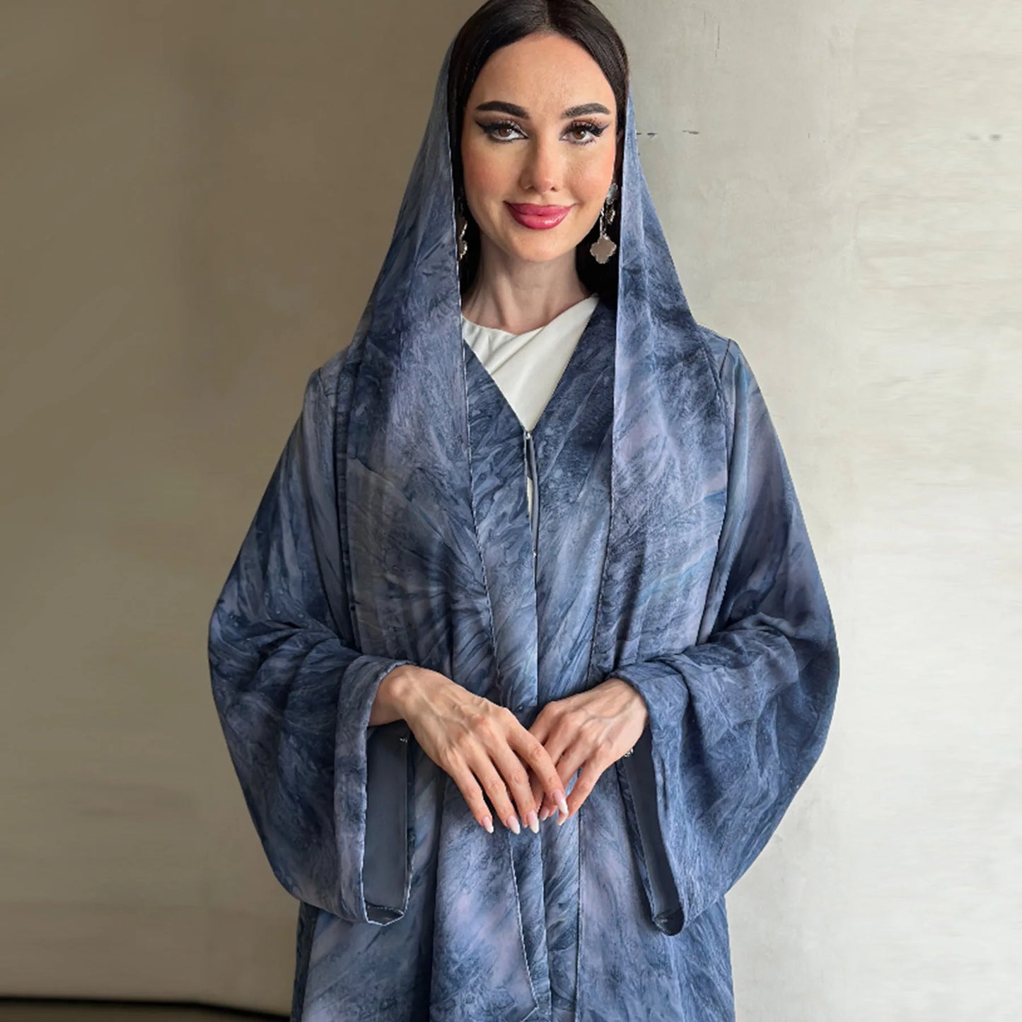 Uni Abaya Dubai 2025 Marble Print Hijab Abaya 2 Piece Set Chiffon Summer Modest Dresses Open Abaya Islamic Clothing.