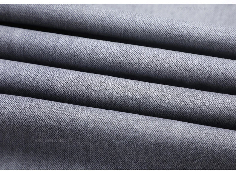 Brand Men's Fashion Summer Thin Jeans Comfortable Stretch Cotton Business Straight Casual Denim Pants Light Gray Blue Pants.