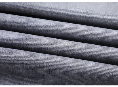 Brand Men's Fashion Summer Thin Jeans Comfortable Stretch Cotton Business Straight Casual Denim Pants Light Gray Blue Pants.